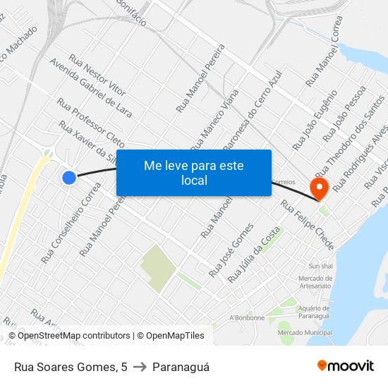 Rua Soares Gomes, 5 to Paranaguá map