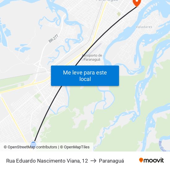 Rua Eduardo Nascimento Viana, 12 to Paranaguá map
