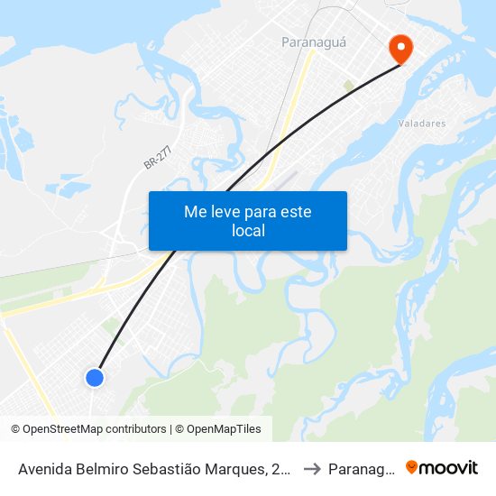 Avenida Belmiro Sebastião Marques, 2650 to Paranaguá map