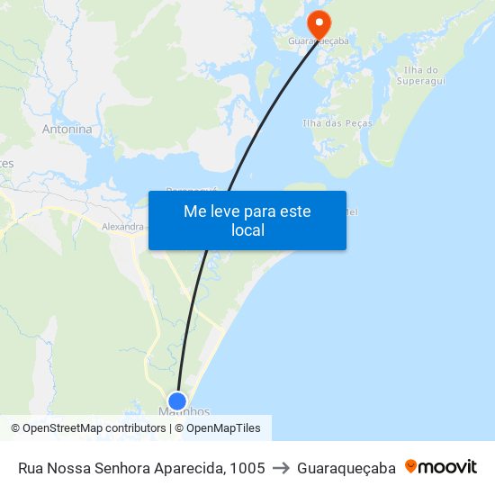 Rua Nossa Senhora Aparecida, 1005 to Guaraqueçaba map