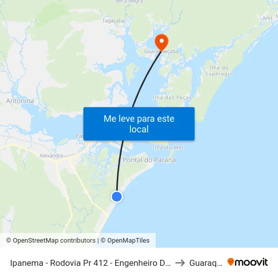 Ipanema - Rodovia Pr 412 - Engenheiro Darci Gomes De Morais, 5383 to Guaraqueçaba map