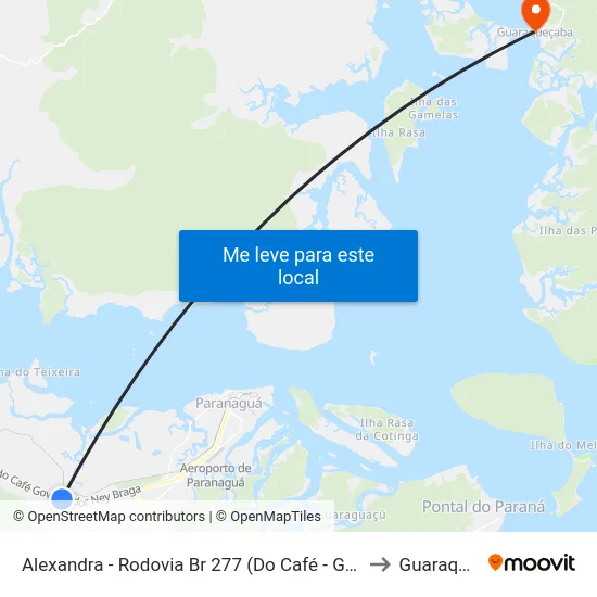 Alexandra - Rodovia Br 277 (Do Café - Governador Ney Braga) to Guaraqueçaba map