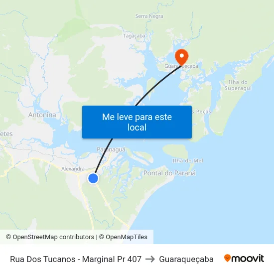 Rua Dos Tucanos -  Marginal Pr 407 to Guaraqueçaba map