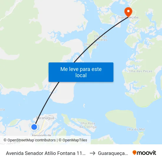 Avenida Senador Atílio Fontana 1124 to Guaraqueçaba map