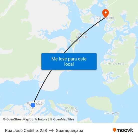 Rua José Cadilhe, 258 to Guaraqueçaba map