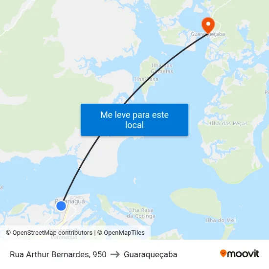 Rua Arthur Bernardes, 950 to Guaraqueçaba map