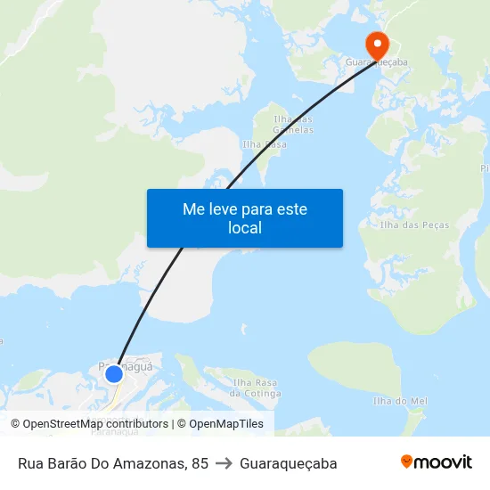Rua Barão Do Amazonas, 85 to Guaraqueçaba map