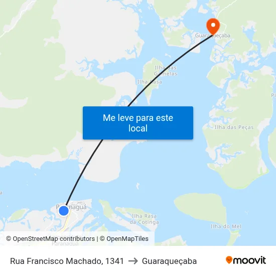 Rua Francisco Machado, 1341 to Guaraqueçaba map