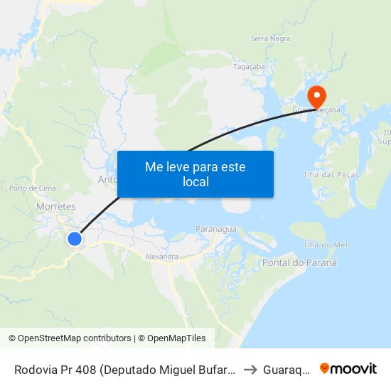 Rodovia Pr 408 (Deputado Miguel Bufara) - Trevo Do Passa Sete to Guaraqueçaba map