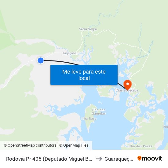 Rodovia Pr 405 (Deputado Miguel Bufara) to Guaraqueçaba map