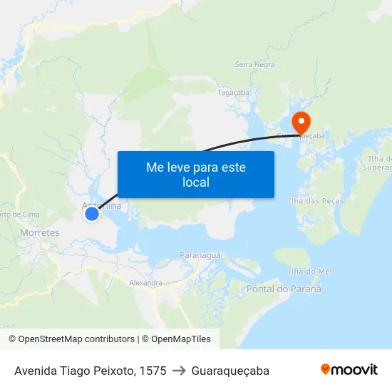 Avenida Tiago Peixoto, 1575 to Guaraqueçaba map