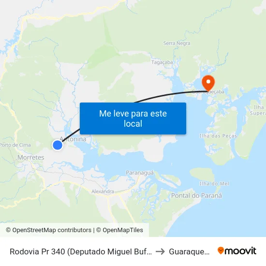 Rodovia Pr 340 (Deputado Miguel Bufara), 460 to Guaraqueçaba map