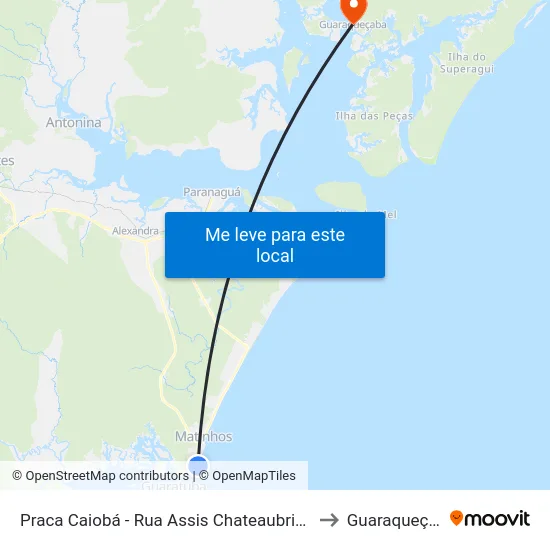Praca Caiobá - Rua Assis Chateaubriand 120 to Guaraqueçaba map