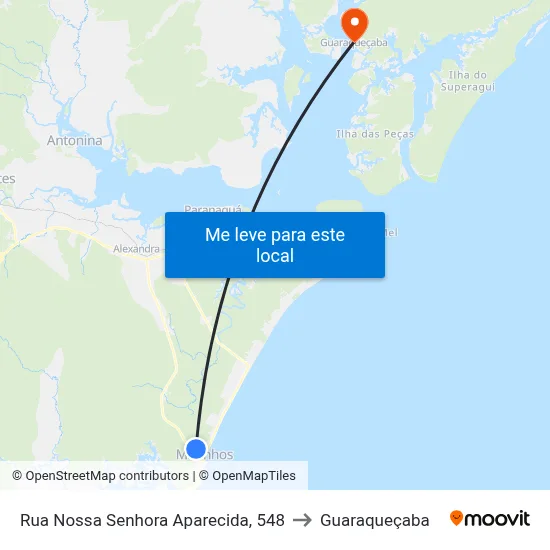 Rua Nossa Senhora Aparecida, 548 to Guaraqueçaba map