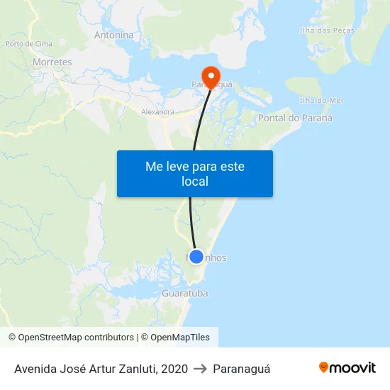 Avenida José Artur Zanluti, 2020 to Paranaguá map
