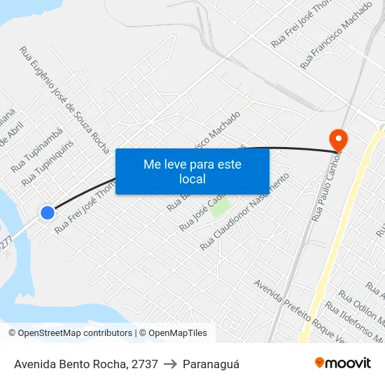 Avenida Bento Rocha, 2737 to Paranaguá map