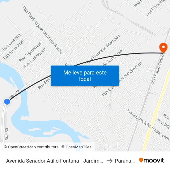 Avenida Senador Atílio Fontana - Jardim Figueira to Paranaguá map