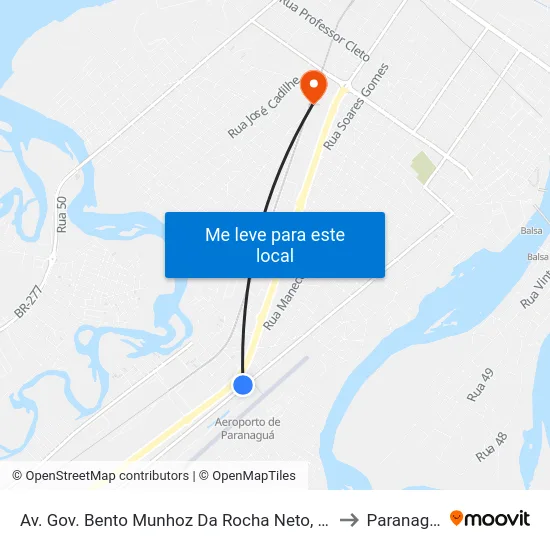 Av. Gov. Bento Munhoz Da Rocha Neto, 1046 to Paranaguá map