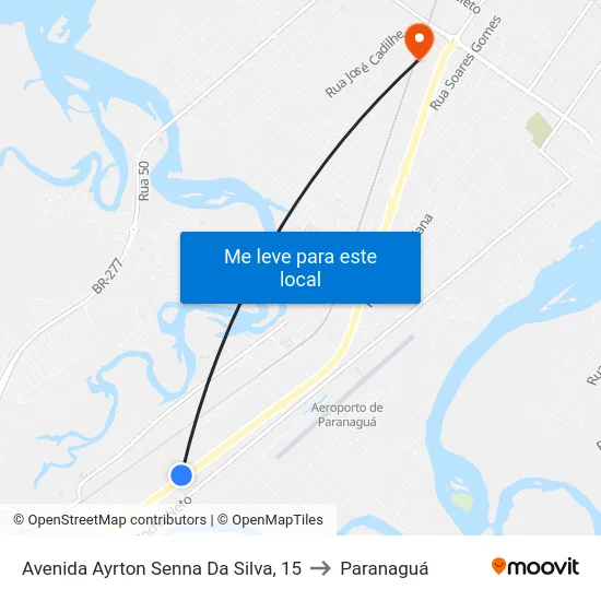 Avenida Ayrton Senna Da Silva, 15 to Paranaguá map