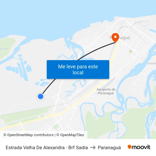 Estrada Velha De Alexandra - Brf Sadia to Paranaguá map