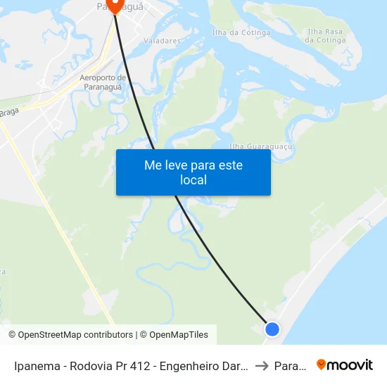 Ipanema - Rodovia Pr 412 - Engenheiro Darci Gomes De Morais, 5310 to Paranaguá map