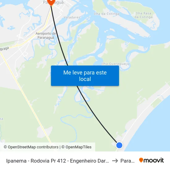 Ipanema - Rodovia Pr 412 - Engenheiro Darci Gomes De Morais, 5383 to Paranaguá map