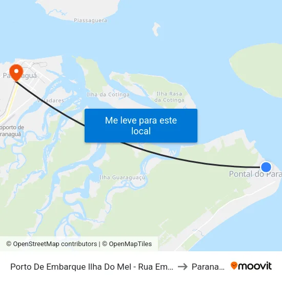 Porto De Embarque Ilha Do Mel - Rua Embaúba, 17 to Paranaguá map
