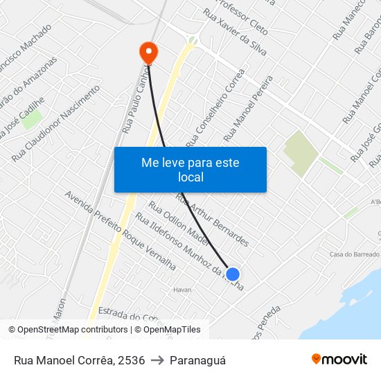 Rua Manoel Corrêa, 2536 to Paranaguá map