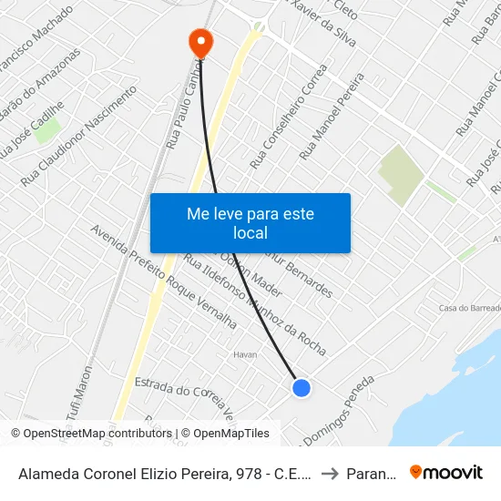 Alameda Coronel Elizio Pereira, 978 - C.E. José Bonifácio to Paranaguá map