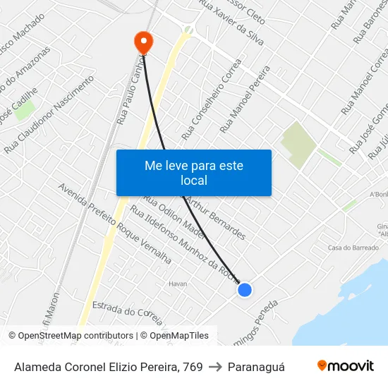 Alameda Coronel Elizio Pereira, 769 to Paranaguá map