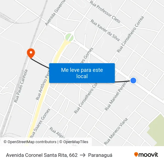 Avenida Coronel Santa Rita, 662 to Paranaguá map