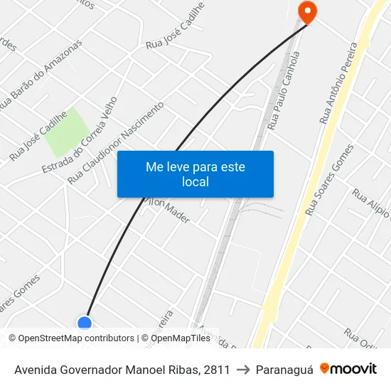 Avenida Governador Manoel Ribas, 2811 to Paranaguá map
