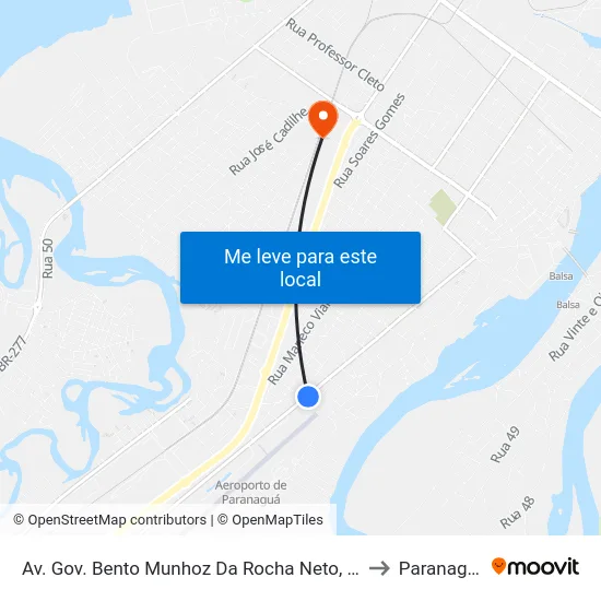 Av. Gov. Bento Munhoz Da Rocha Neto, 135 to Paranaguá map