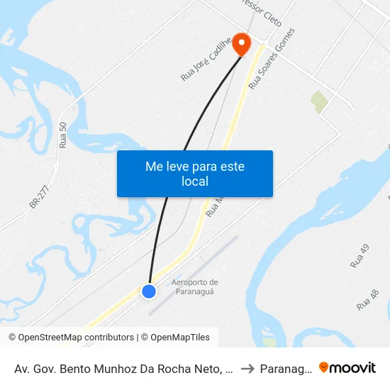 Av. Gov. Bento Munhoz Da Rocha Neto, 2310 to Paranaguá map