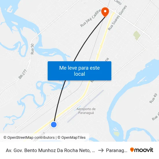 Av. Gov. Bento Munhoz Da Rocha Neto, 2239 to Paranaguá map