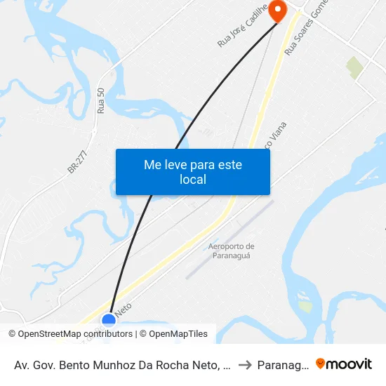 Av. Gov. Bento Munhoz Da Rocha Neto, 2945 to Paranaguá map