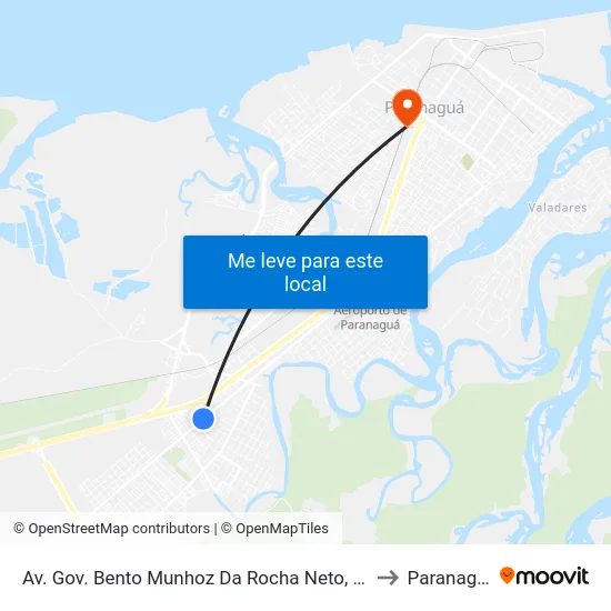 Av. Gov. Bento Munhoz Da Rocha Neto, 4318 to Paranaguá map