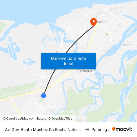 Av. Gov. Bento Munhoz Da Rocha Neto, 4741 to Paranaguá map