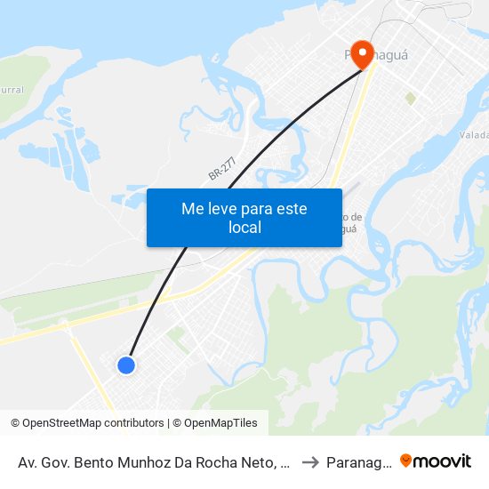 Av. Gov. Bento Munhoz Da Rocha Neto, 6187 to Paranaguá map