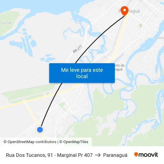 Rua Dos Tucanos, 91 - Marginal Pr 407 to Paranaguá map