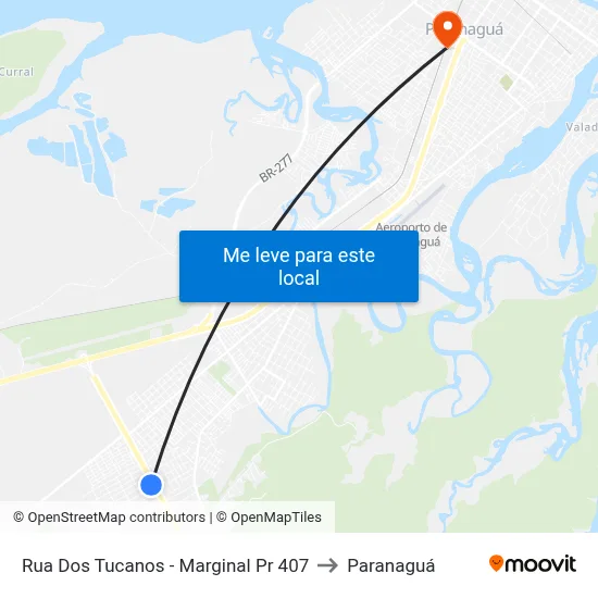 Rua Dos Tucanos -  Marginal Pr 407 to Paranaguá map