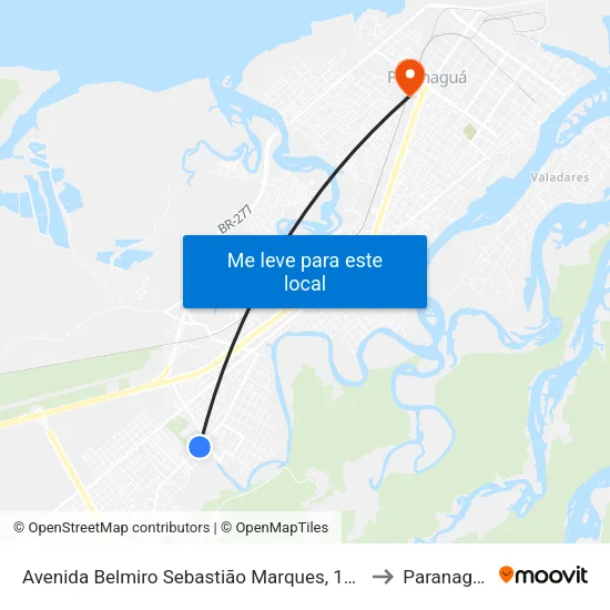 Avenida Belmiro Sebastião Marques, 1708 to Paranaguá map