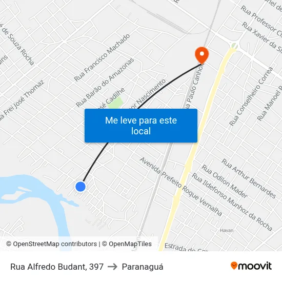 Rua Alfredo Budant, 397 to Paranaguá map