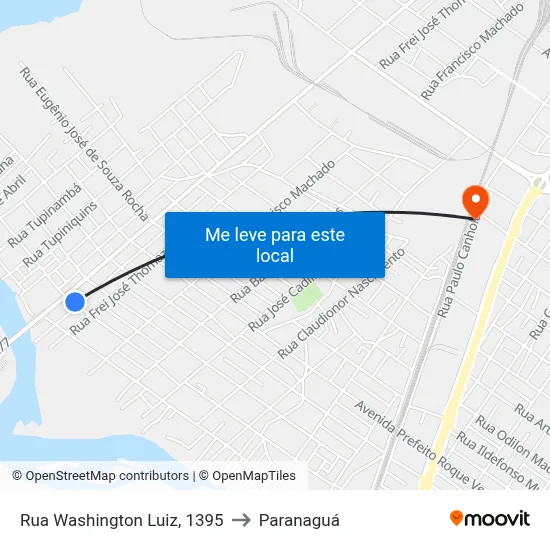Rua Washington Luiz, 1395 to Paranaguá map