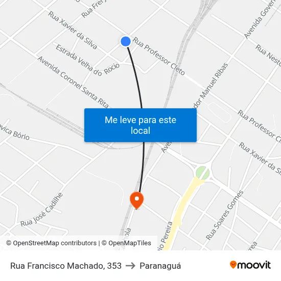 Rua Francisco Machado, 353 to Paranaguá map