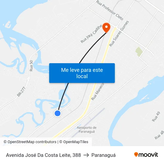 Avenida José Da Costa Leite, 388 to Paranaguá map