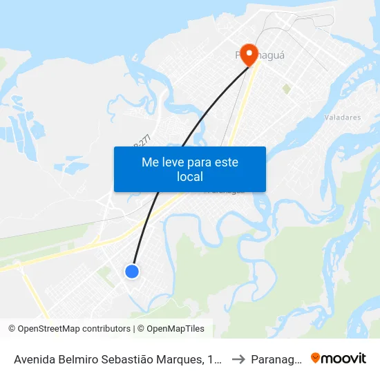 Avenida Belmiro Sebastião Marques, 1274 to Paranaguá map