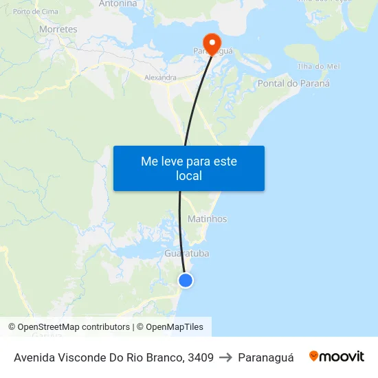 Avenida Visconde Do Rio Branco, 3409 to Paranaguá map