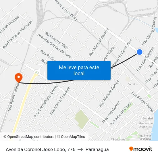 Avenida Coronel José Lobo, 776 to Paranaguá map