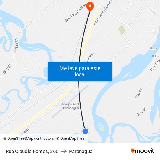 Rua Claudio Fontes, 360 to Paranaguá map